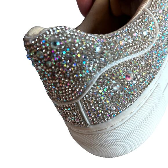 Betsy Johnson sneakers size 8.5 Sidny platform sparkle rhinestone metallic gray - Picture 3 of 13